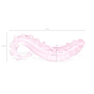 Pink Sacred Squirter. Glass Pleasure wand with ridges with dimensions/measurements labelled.